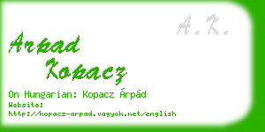 arpad kopacz business card