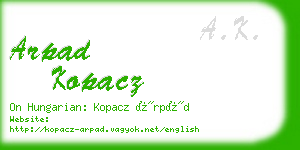 arpad kopacz business card